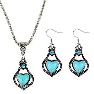 Heart Faux Turquoise Necklace and Earrings